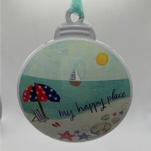 My Happy Place Beach Scene Holiday Metal Ornament